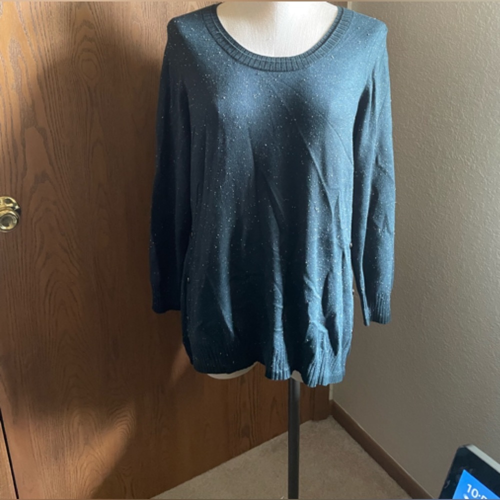 NWT Christopher & Banks sweater sz Large Beautiful teal like with white flecks